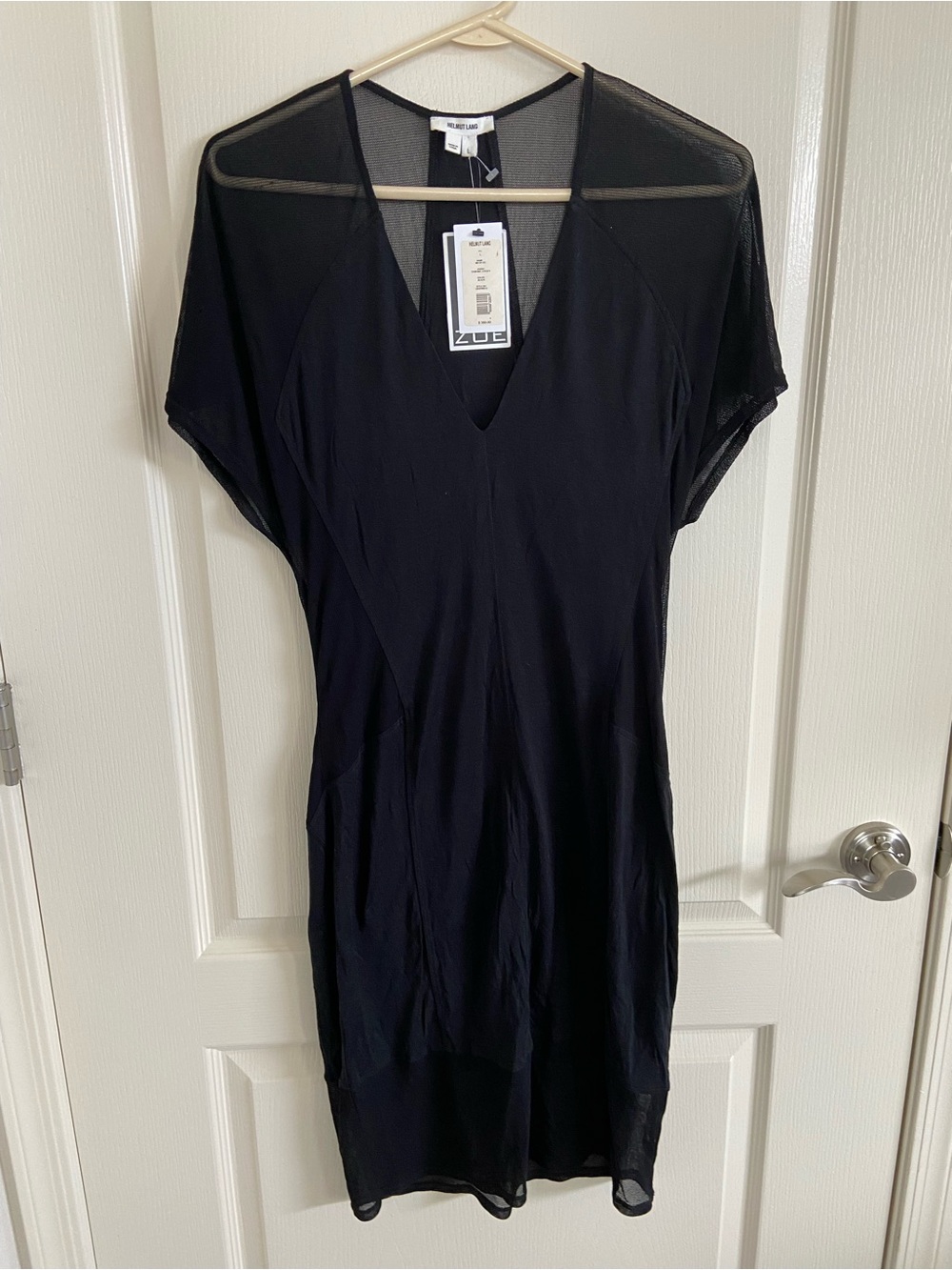 Helmut Lang Womens Black Jersey Mesh Panel Dress